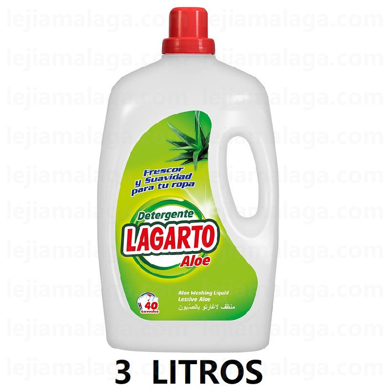 Detergente Liquido Lagarto Lavadora ALOE 40 lav. - 2960 ml.