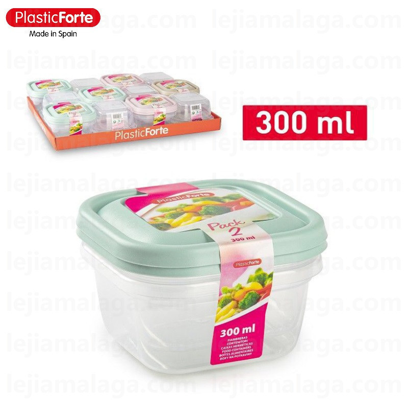 8414926512110FIAMBRERA CUADRADA 300 ML SET 2 SURTIDO COLOR PASTEL PLASTIC FORTE