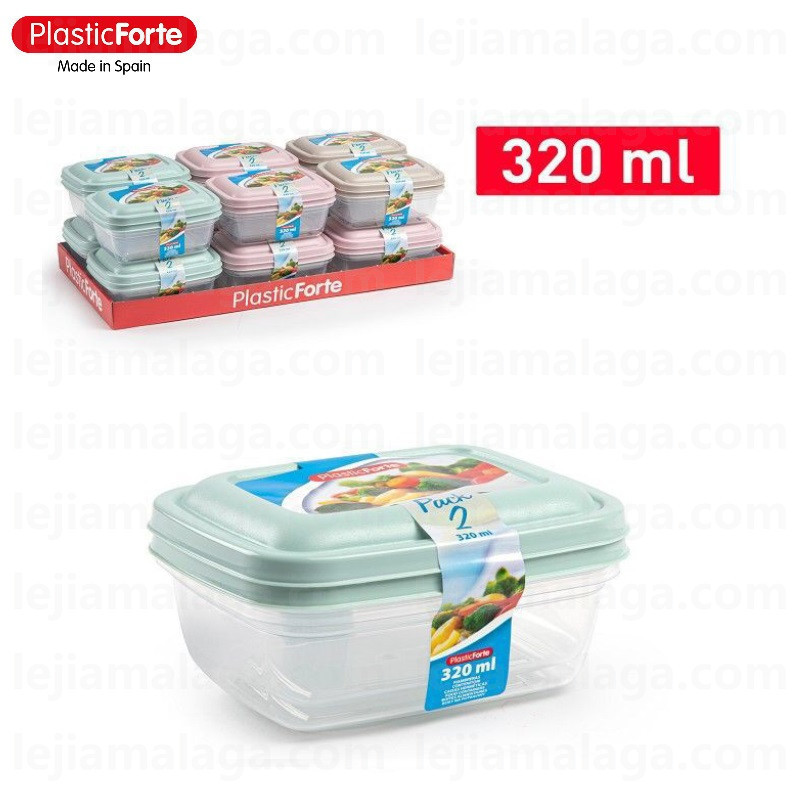 8414926467151FIAMBRERA RECTANGULAR 320 ML SET 2 SURTIDO COLOR PASTEL PLASTIC FORTE