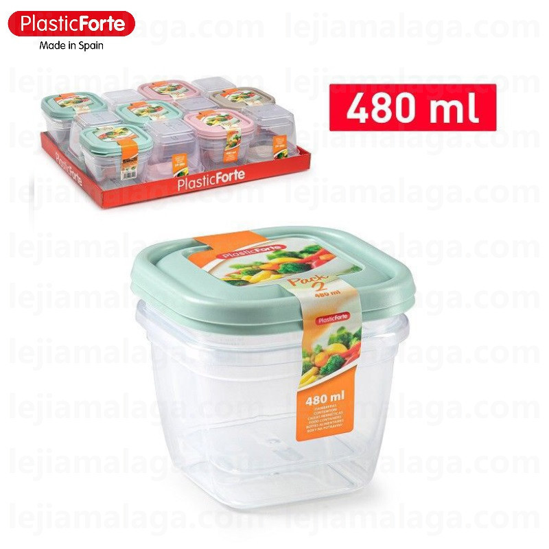 8414926461111FIAMBRERA CUADRADA 480 ML SET 2 SURTIDO COLOR PASTEL PLASTIC FORTE