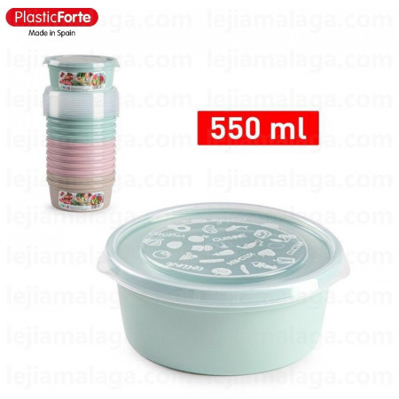 8414926460824FIAMBRERA REDONDA 550 ML BASIC SURTIDO COLOR PASTEL PLASTIC FORTE