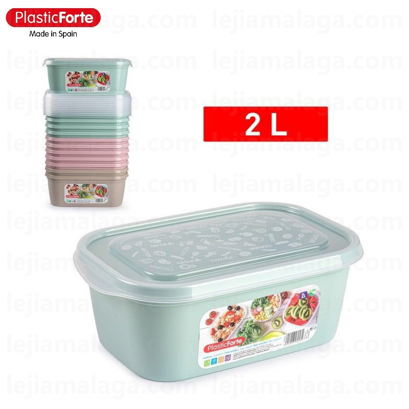 8414926460534FIAMBRERA RECTANGULAR 2 L BASIC SURTIDO COLOR PASTEL PLASTIC FORTE