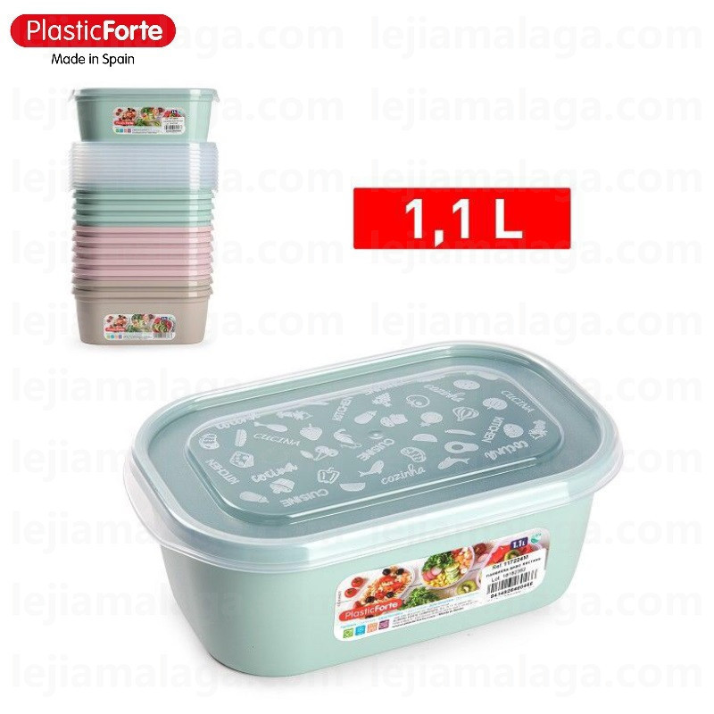 8414926460466FIAMBRERA RECTANGULAR 1.1 L BASIC SURTIDO COLOR PASTEL PLASTIC FORTE