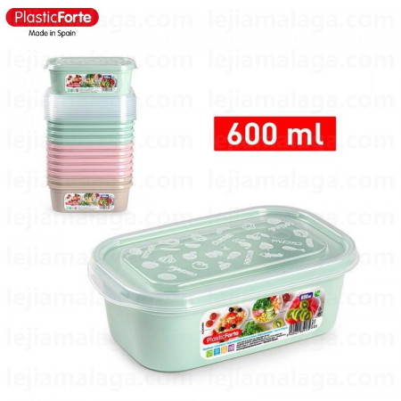 8414926460305FIAMBRERA RECTANGULAR 600 ML BASIC SURTIDO COLOR PASTEL PLASTIC FORTE