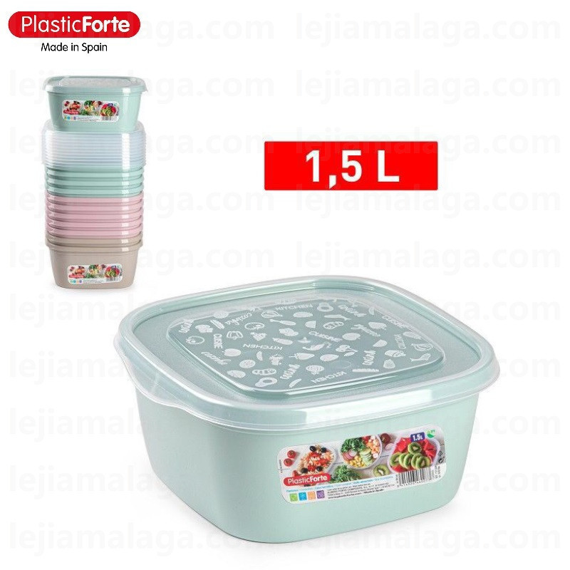 8414926460077FIAMBRERA CUADRADA 1.5 L BASIC SURTIDO COLOR PASTEL PLASTIC FORTE