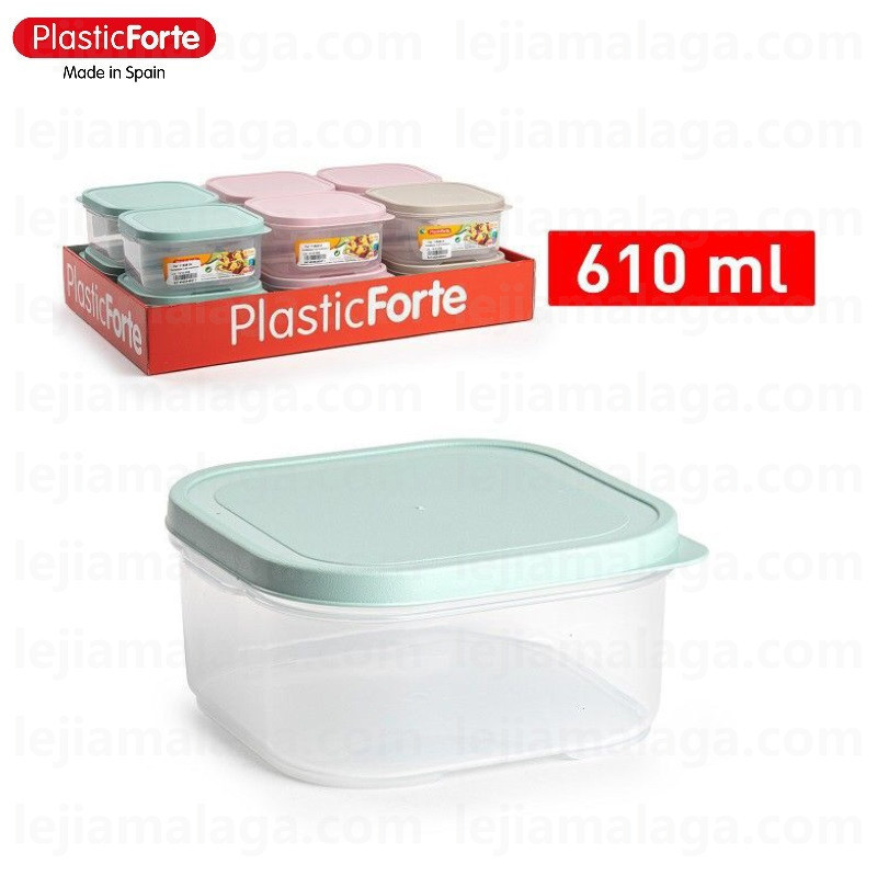 8414926449911FIAMBRERA CUADRADA 610 ML FLEX SURTIDO COLOR PASTEL PLASTIC FORTE