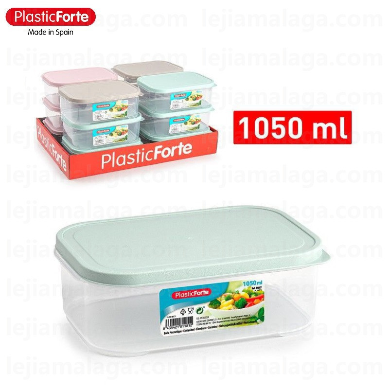 8414926450177FIAMBRERA RECTANGULAR 1050 ML SURTIDO COLOR PASTEL PLASTIC FORTE