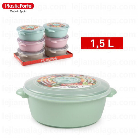 8414926424482FIAMBRERA REDONDO MICRO OLLA 1.5 L SURTIDO COLOR PASTEL PLASTIC FORTE