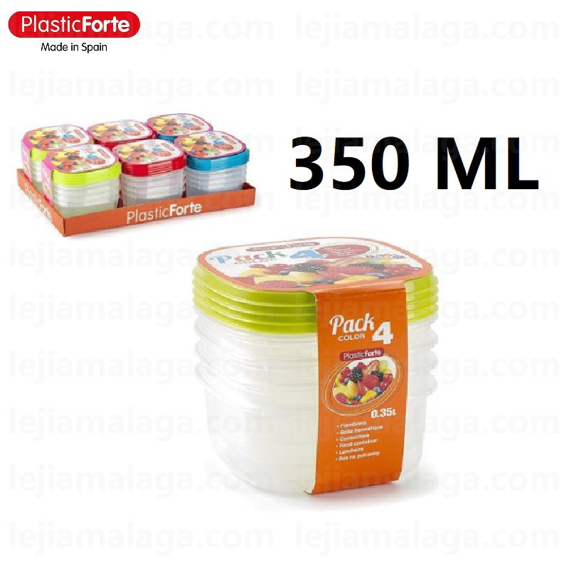8414926269991FIAMBRERA CUADRADA 350 ML SET 4 SURTIDO COLOR PLASTIC FORTE