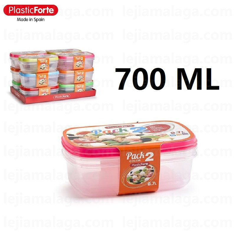 8414926265238FIAMBRERA RECTANGULAR 700 ML SET 2 SURTIDO COLOR PLASTIC FORTE