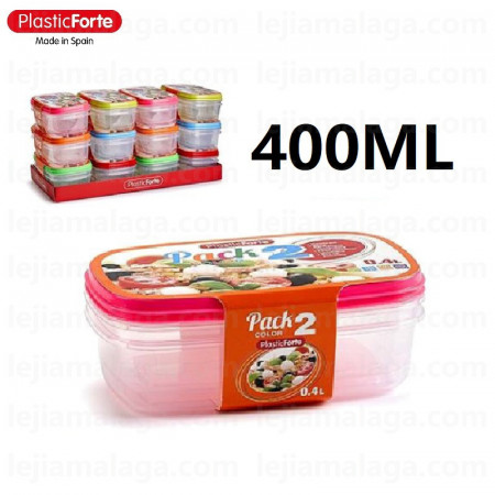 8414926265221FIAMBRERA RECTANGULAR 400 ML SET 2 SURTIDO COLOR PLASTIC FORTE