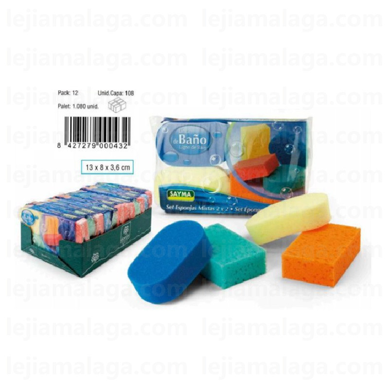 8427279000432BAÑO ESPONJA SAYMA MIXTAS 4 PCS