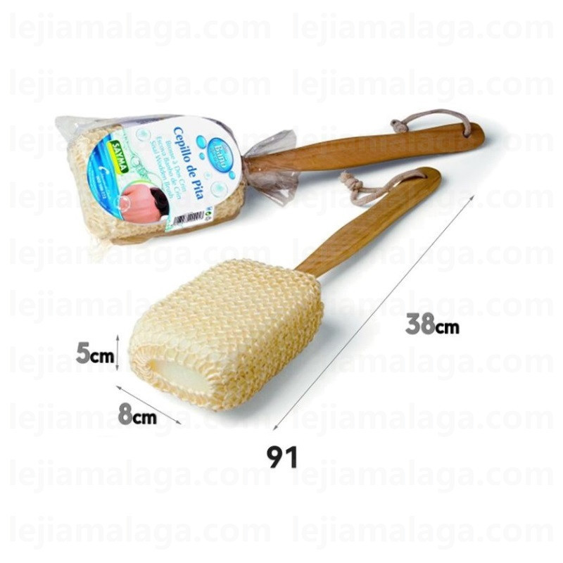 8427279000913BAÑO ESPONJA SAYMA DE PIDA CON MANGO LARGO DE MADERA