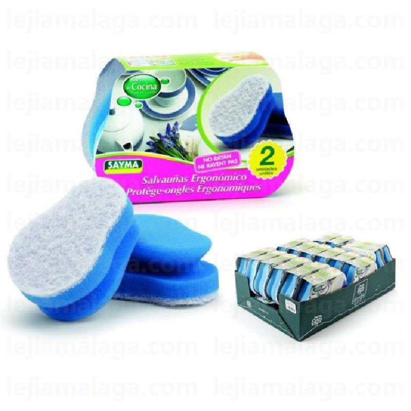 8427279396627ESTROPAJO SAYMA SALVAUÑAS ERGONOMICO 2 PCS BLANCA AZUL