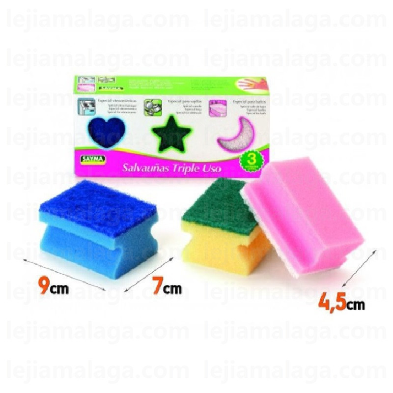 8427279402755ESTROPAJO SAYMA SALVAUNAS TRIPLE USO 3 PCS COLORES