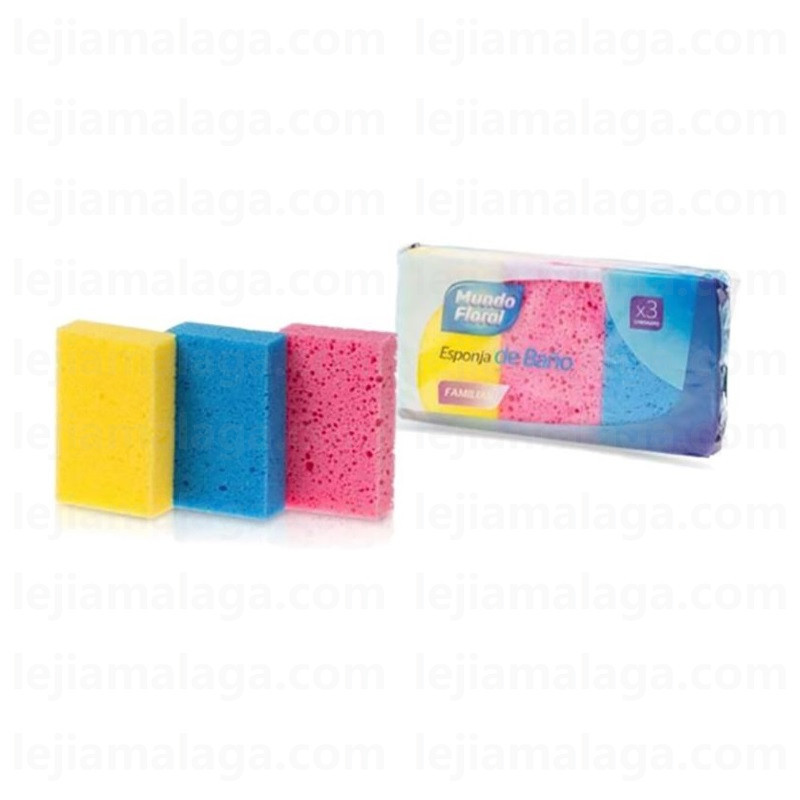 8429871200227BAÑO ESPONJA MUNDO FLORAL 3 PCS RECTANGULAR