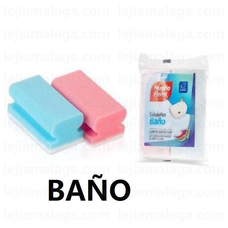 8429871300118BAÑO MUNDO FLORAL ESPONJA SALVAUÑAS FIBRA BLANCA 2 PCS COLORES