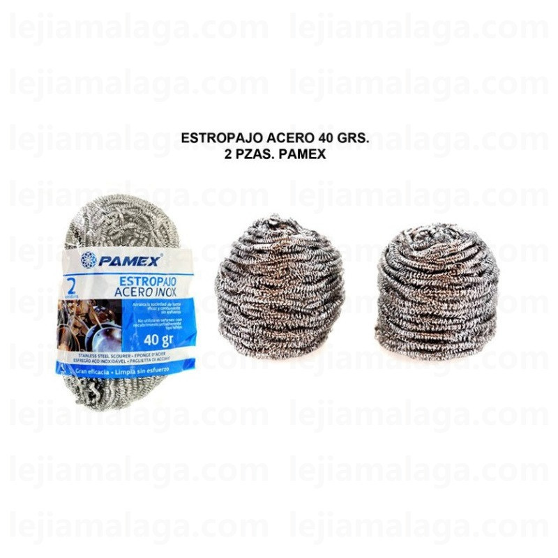 8431250712030ESTROPAJO ACERO PAMEX 40 GRS 2 PCS