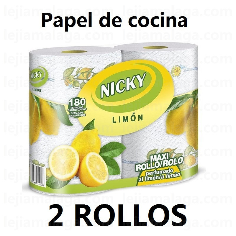 8004260248532Papel de cocina NICKY MAXI LIMON 2 ROLLOS