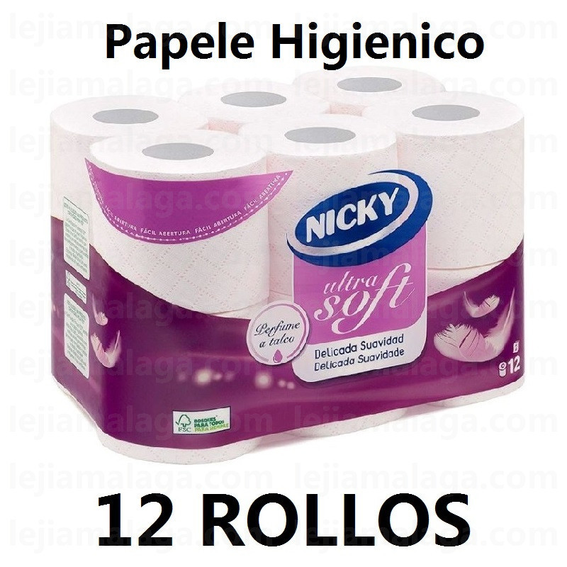 8004260460095Papel Higienico NICKY PERFUMADO ULTRA SOFT TALCO 12 ROLLOS