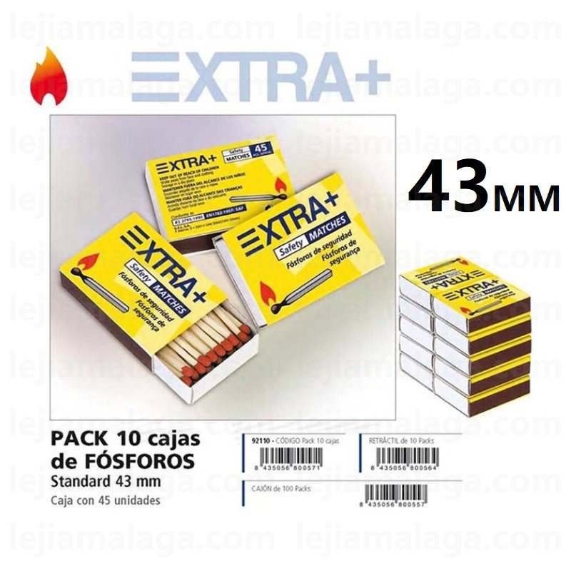 8435056800571FOSFOROS EXTRA+ 43 MM PACK DE 10