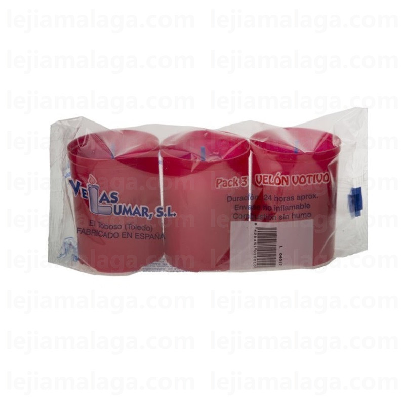 8428451010010BOLSA PACK 3 VELON ROJO VELAS LUMAR