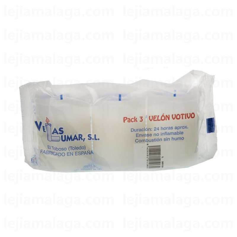 8428451210601BOLSA PACK 3 VELON BLANCO VELAS LUMAR