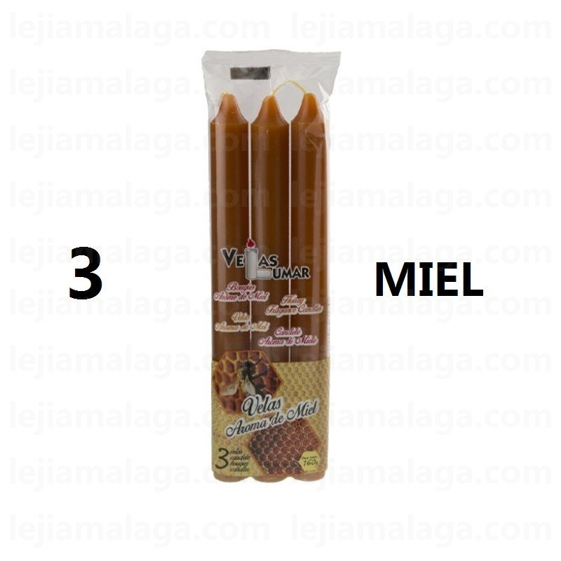 8428451021184PACK 3 VELAS PERFUMADA MIEL VELAS LUMAR
