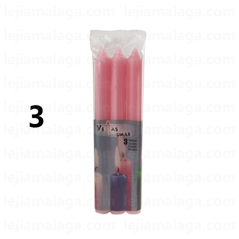 8428451021375PACK 3 VELAS ROSA VELAS LUMAR