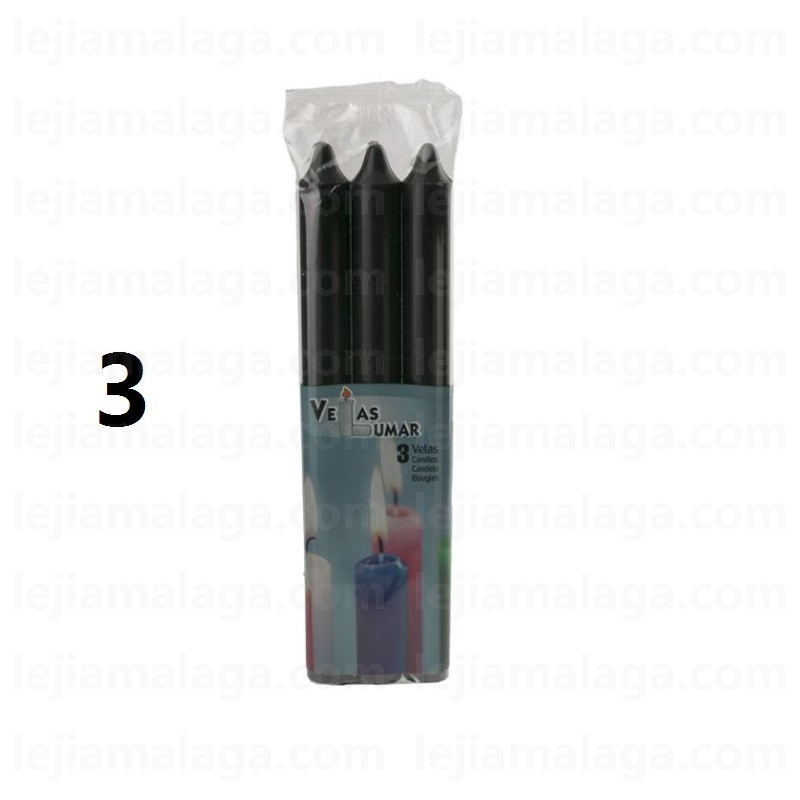 8428451021382PACK 3 VELAS NEGRAS VELAS LUMAR