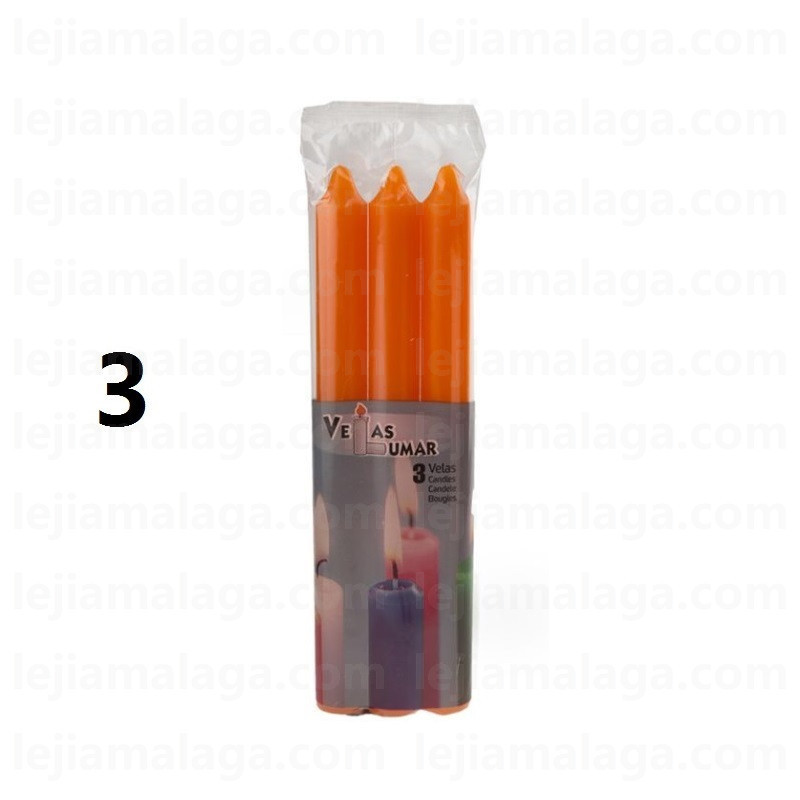 8428451021740PACK 3 VELAS NARANJA VELAS LUMAR
