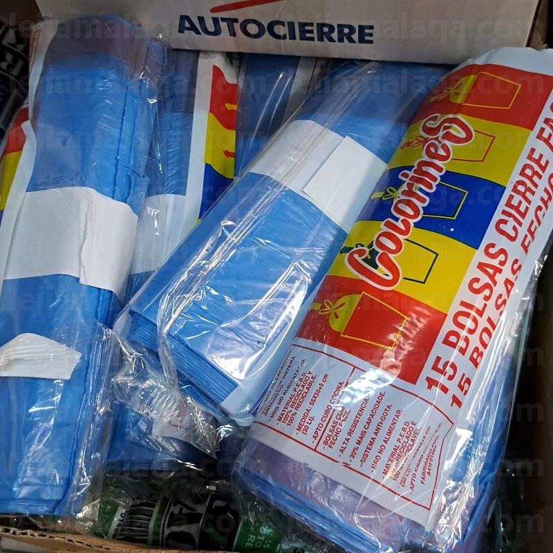 8412405094232BOLSA BASURA AUTOCIERRE 30 LITROS 15 BOLSAS AZUL 55x55CM