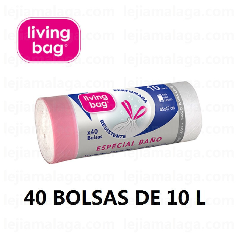 8435014438273BOLSA BASURA BAÑO 10 LITROS 40 BOLSAS LIVING BAG BLANCO