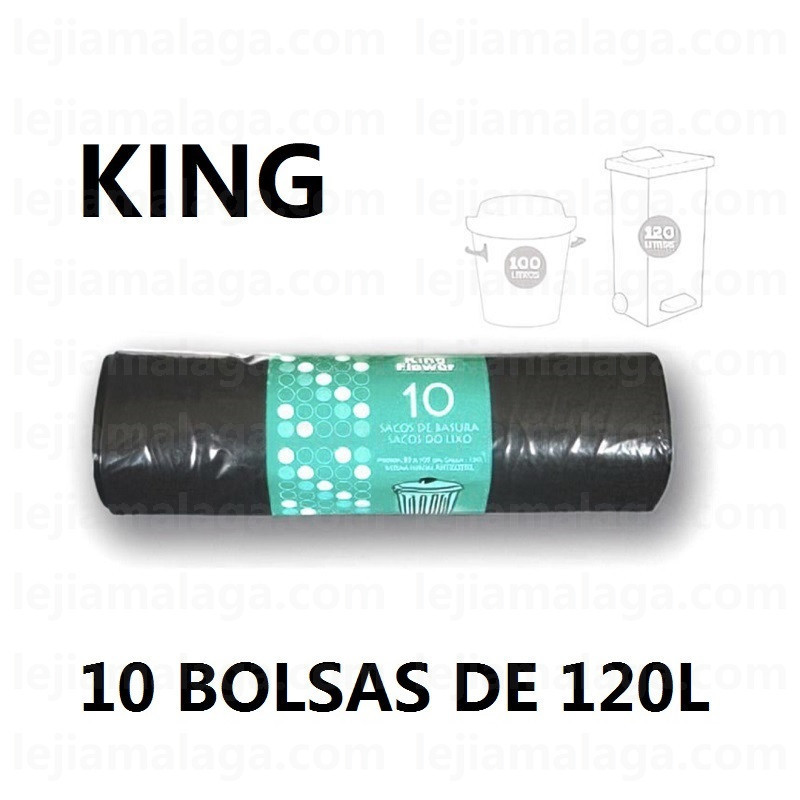 8412405094249BOLSA BASURA COMUNIDAD 120 LITROS 10 BOLSAS KING FLOWER NEGRA