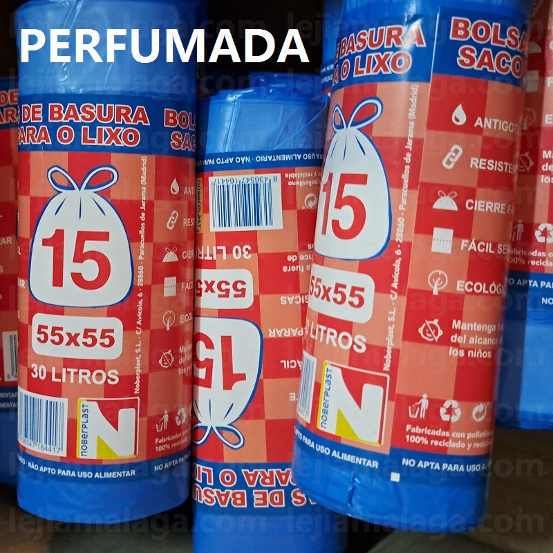 8436547164417BOLSA BASURA PERFUMADO NOBERPLAST 15 BOLSAS 55X55CM AZUL