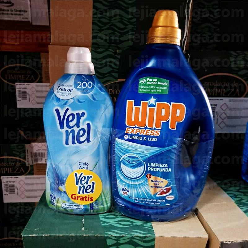 8410436369558DETERGENTE SET Wipp. Detergente Líquido 40 Lavados + Suavizante Vernel 54 Lavados