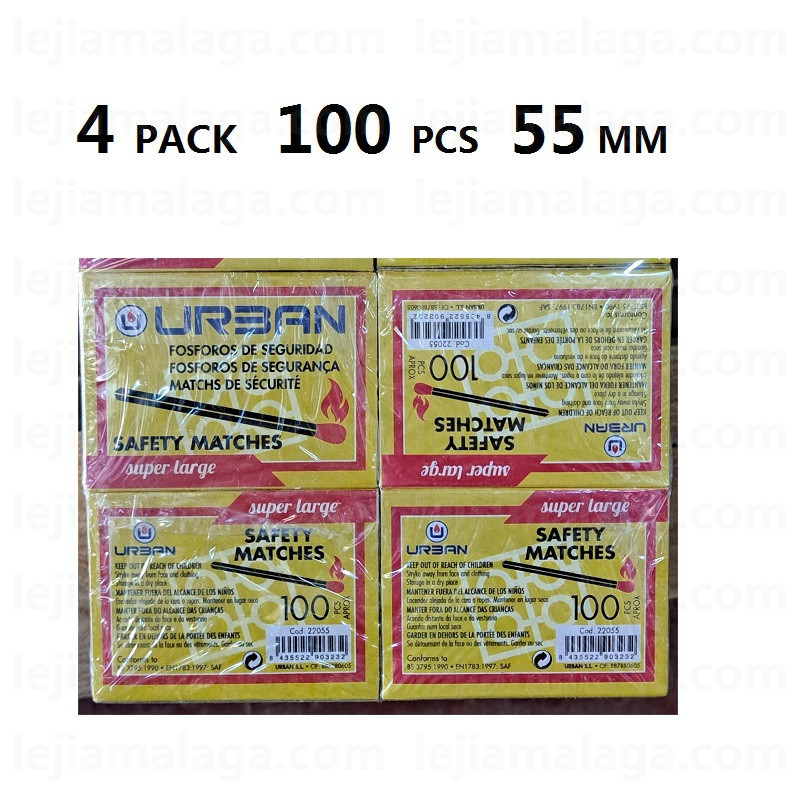 PACK 4 CAJAS FOSFOROS URBAN 100 PCS 55MM