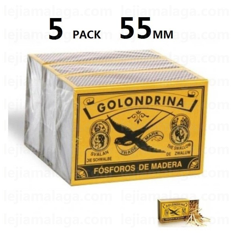 FOSFOROS GOLONDRINA MADERA 5 PACK 55MM
