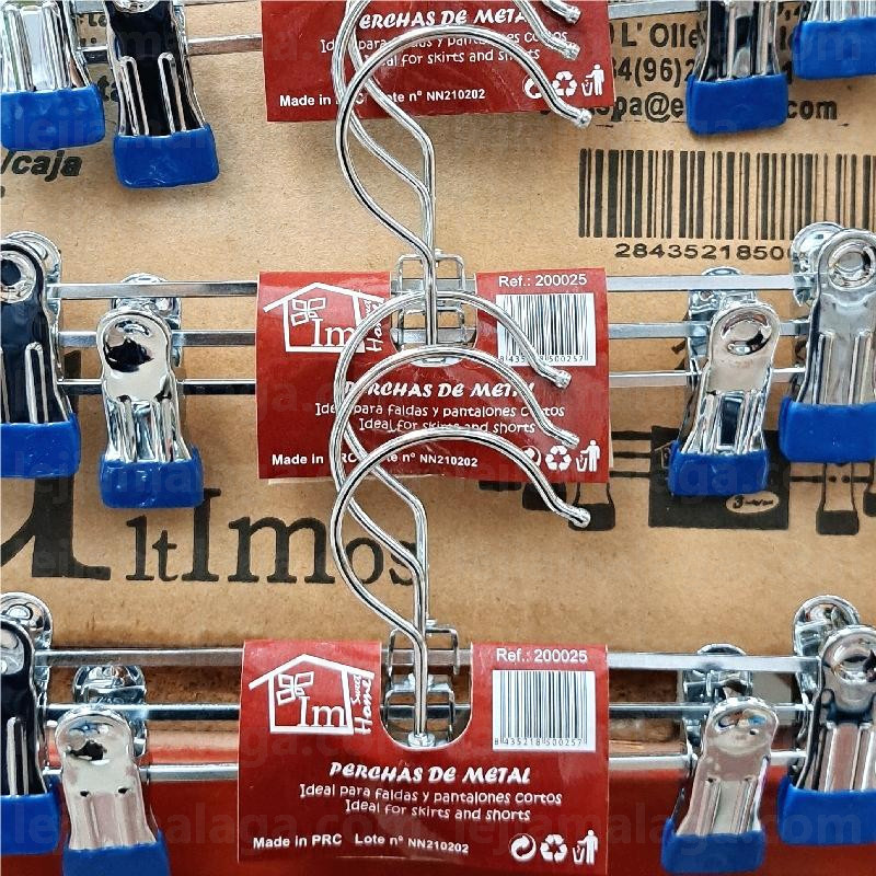 PERCHA METAL CON PINZAS 3 PCS