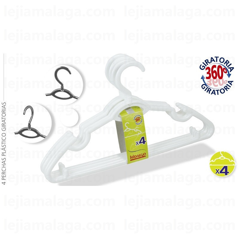 PERCHA PLASTICO GIRATORIA 4 PCS HIDALGO
