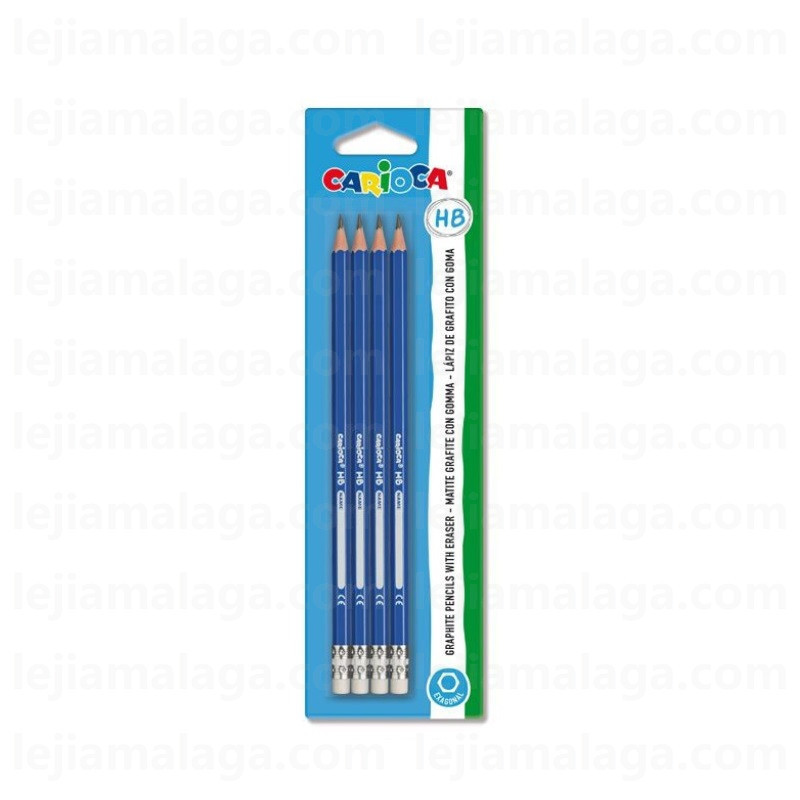 LAPICES CARIOCA  TITA HB AZUL CON GOMA 4 PCS