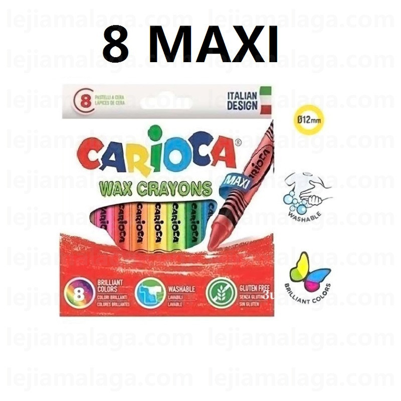 CERA MAXI JUMBO CARIOCA WAX CRAYONS 8 COLOR
