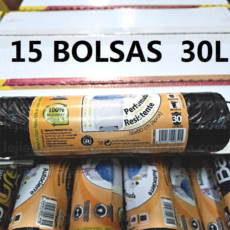 BOLSA BASURA COCINA 30L PERFUMADA NEGRA 15 BOLSAS