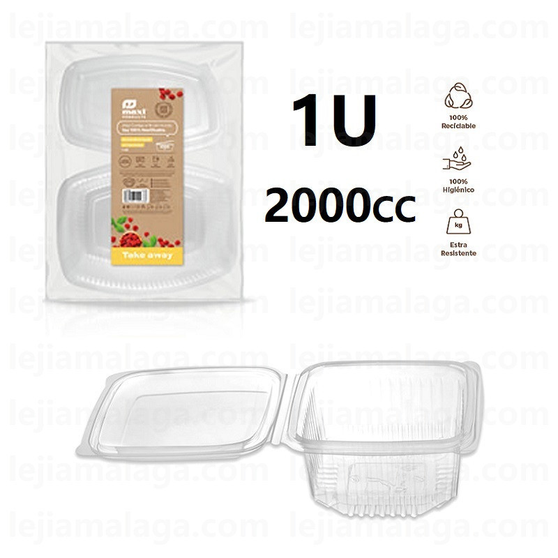 ENVASE RECTANGULAR TRANSPARENTE 2000 CC 1 U
