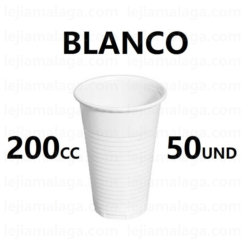 8436030222532VASO PLASTICO BLANCO 200 CC 50 UDS
