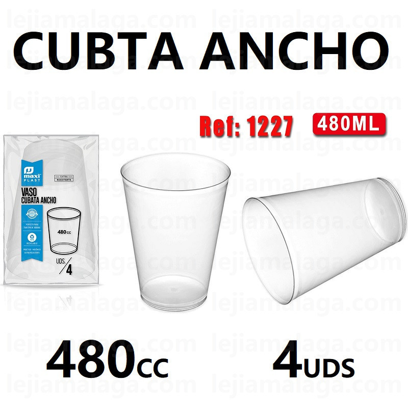 8435507224222VASO PLASTICO CUBATA ANCHO 480 CC 4 UDS