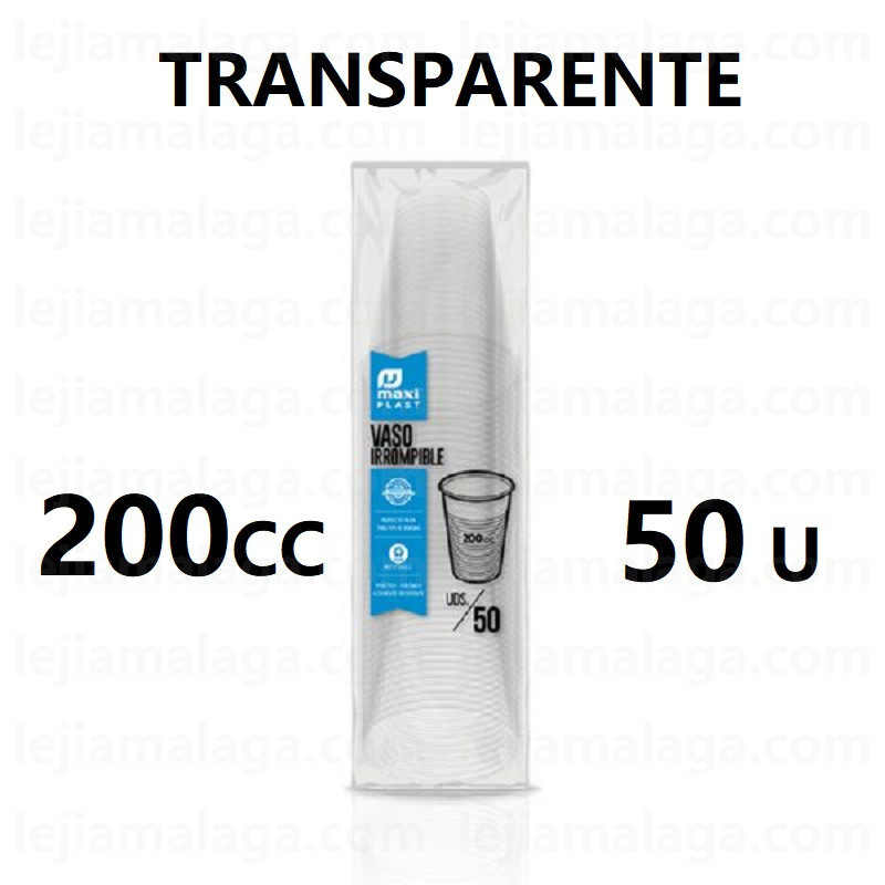 8436030222549VASO PLASTICO TRANSPARENTE 200 CC 50 UDS