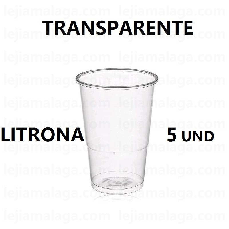 8436030220194VASO PLASTICO TRANSPARENTE LITRONA 5 UDSS