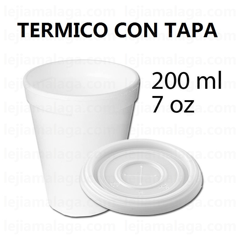 8430017050415VASO TERMICO CON TAPA BLANCA 200 ML 7 OZ 25 UDS