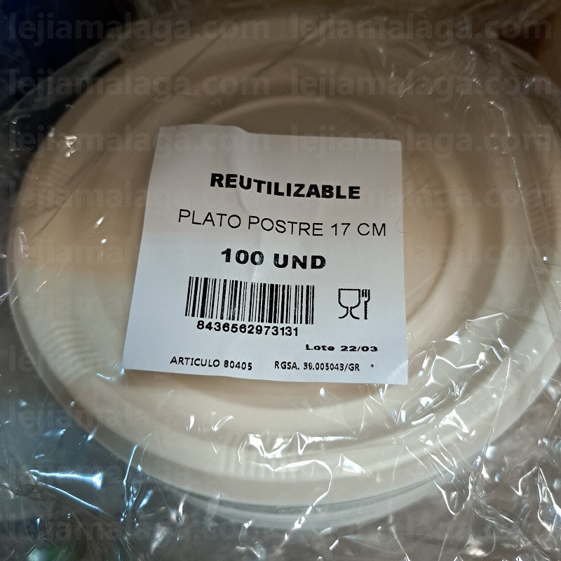 8436562973131PLATO REUTILIZABLE REDONDO POSTRE 17 CM 100 U
